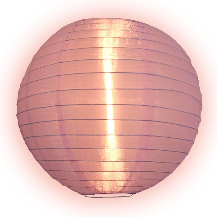 18 Inch Light Purple Shimmering Nylon Lantern, Parallel Ribbing, Durable, Hanging - Luna Bazaar | Boho & Vintage Style Decor