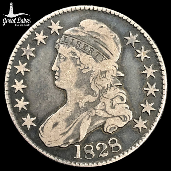 1828 Curl Base 2 Knob Capped Bust Half Dollar (VF)