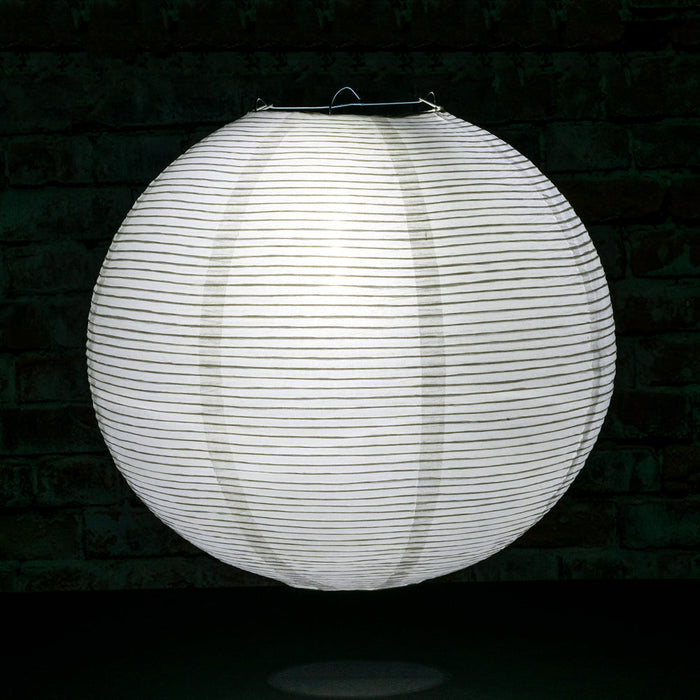 24" White Fine Line Premium Even Ribbing Paper Lantern, Extra Sturdy - PaperLanternStore.com - Paper Lanterns, Decor, Party Lights & More