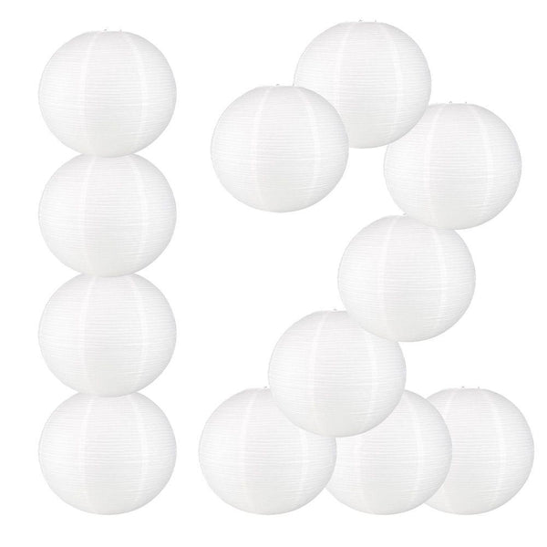 24" White Fine Line Premium Even Ribbing Paper Lantern, Extra Sturdy - PaperLanternStore.com - Paper Lanterns, Decor, Party Lights & More