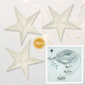 White Starry Night 24 Inch Illuminated Paper Star Lanterns and Lamp Cord Hanging Decorations (3-PACK + CORD + BULBS)