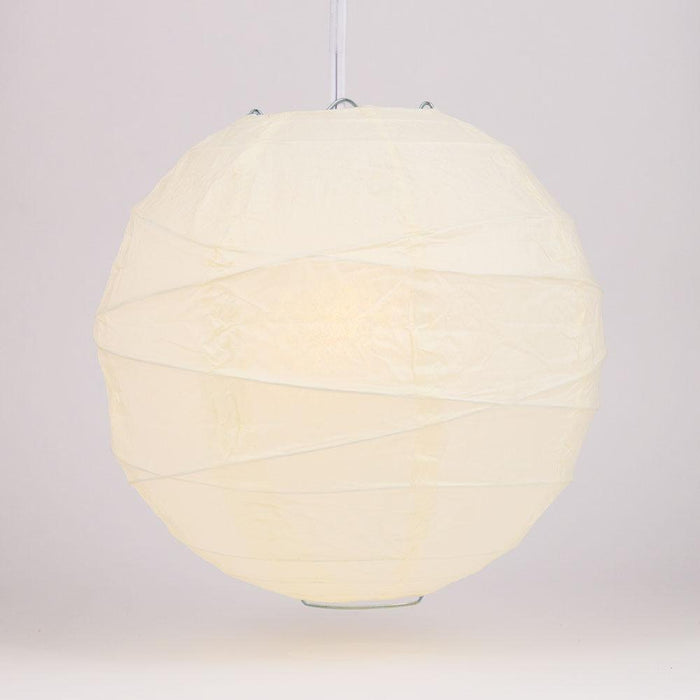 36" Beige / Ivory Jumbo Round Paper Lantern, Crisscross Ribbing, Chinese Hanging Wedding & Party Decoration