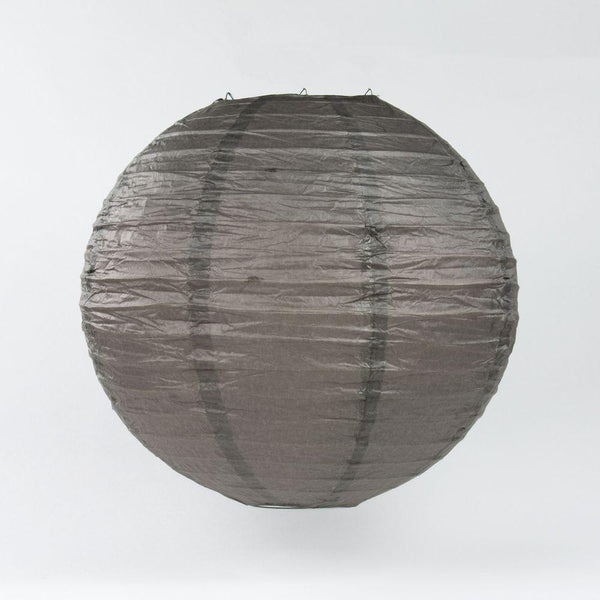 36" Driftwood Grey Jumbo Round Paper Lantern, Even Ribbing, Chinese Hanging Wedding & Party Decoration