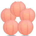 5-Pack 12 Inch Roseate / Pink Coral Parallel Ribbing Round Paper Lanterns - Luna Bazaar | Boho & Vintage Style Decor