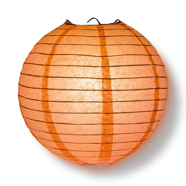 5-Pack 12 Inch Roseate / Pink Coral Parallel Ribbing Round Paper Lanterns - Luna Bazaar | Boho & Vintage Style Decor
