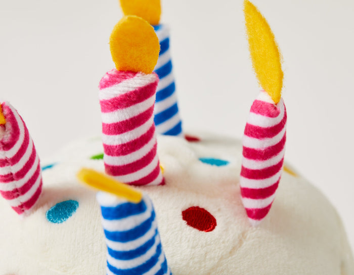 6" BIRTHDAY CAKE PLUSH DOG TOY