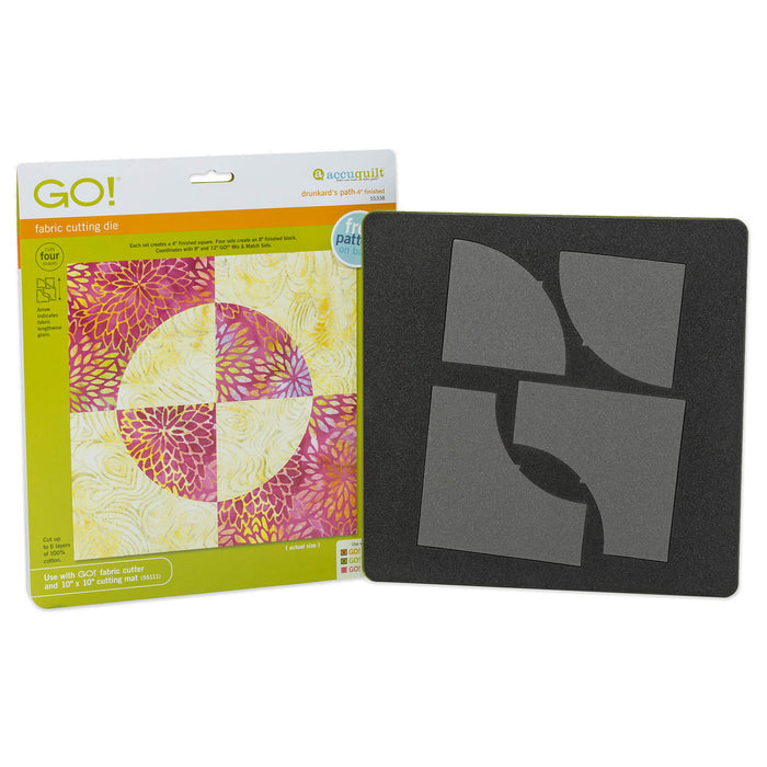 AccuQuilt Go Fabric Cutting Dies-Drunkard's Path 4-inch Finished Square, 30.48 x 26.67 x 1.65 cm, Multicoloured