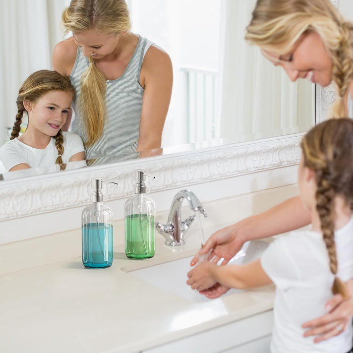 AmazerBath 17 Oz Clear Glass Hand Soap Bottles – Bridal Shower and Wedding Gift for Couples Setting Up Home