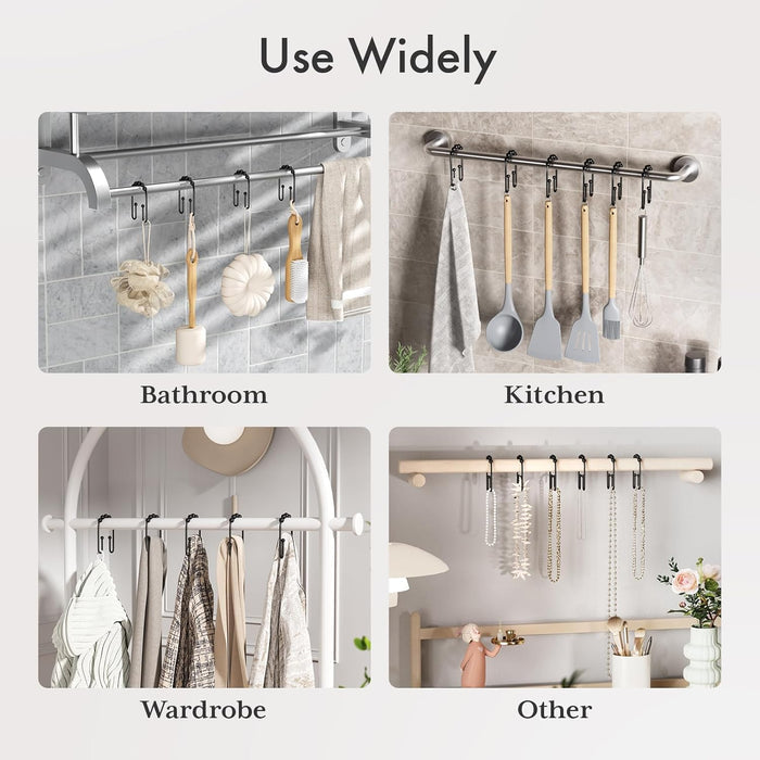 AmazerBath Metal Shower Curtain Rings – Coordinating Bathroom Decor in 13 Finishes, Double Hook Design 12 Pack