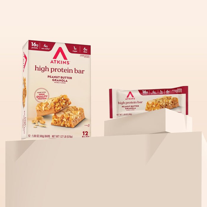 five flavor variants including peanut butter granola, chocolate peanut butter, chocolate chip granola, blueberry & strawberry, and chocolate peanut butter pretzel