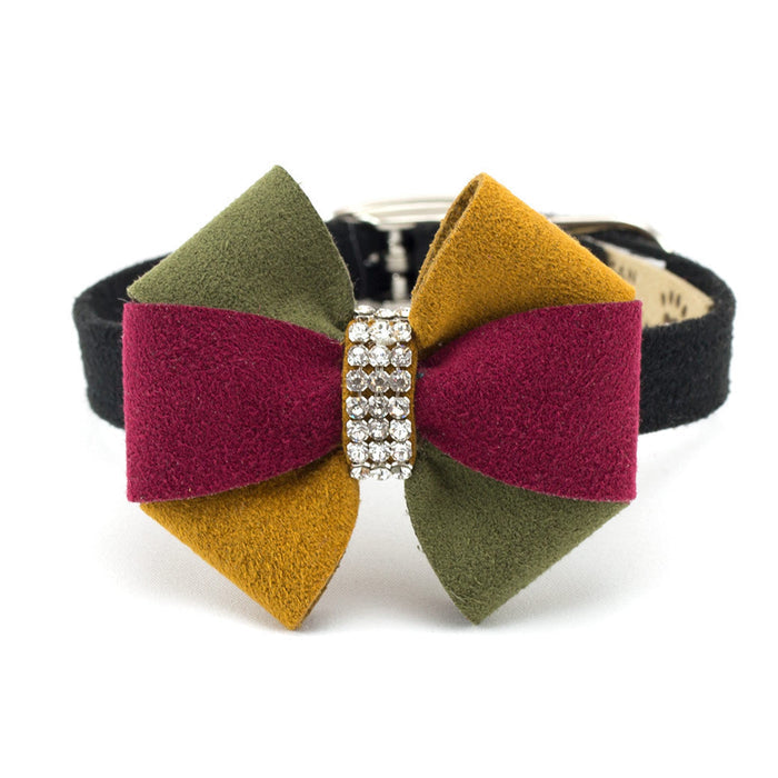 AUTUMN PINWHEEL BOW DOG COLLAR