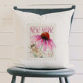 Bee & Coneflower Stamp - Custom Square Canvas Pillow