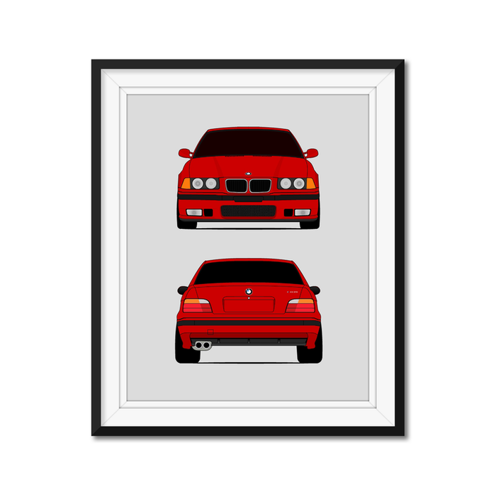 BMW M3 E36 (1995-1999) (Front and Rear) Poster