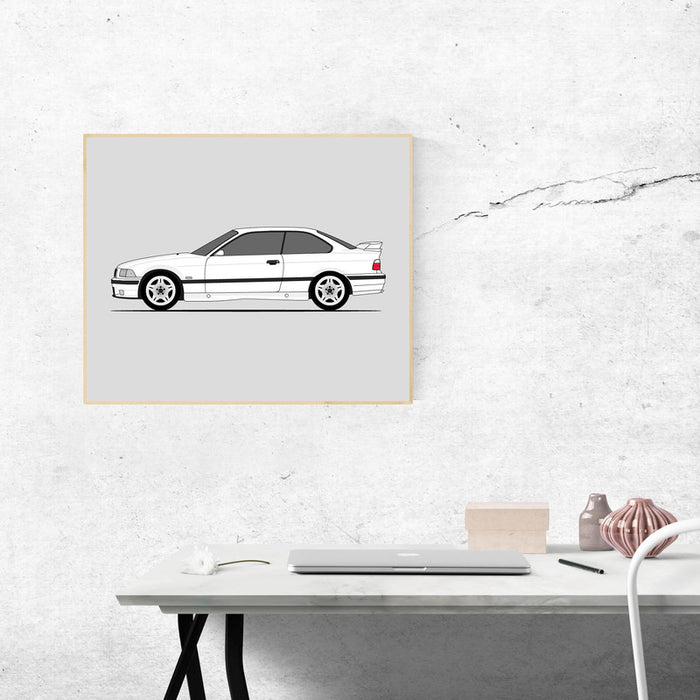 BMW M3 E36  (1995-1999) (Side Profile) Poster