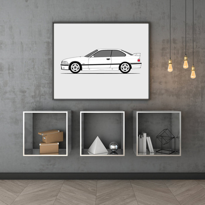BMW M3 E36  (1995-1999) (Side Profile) Poster