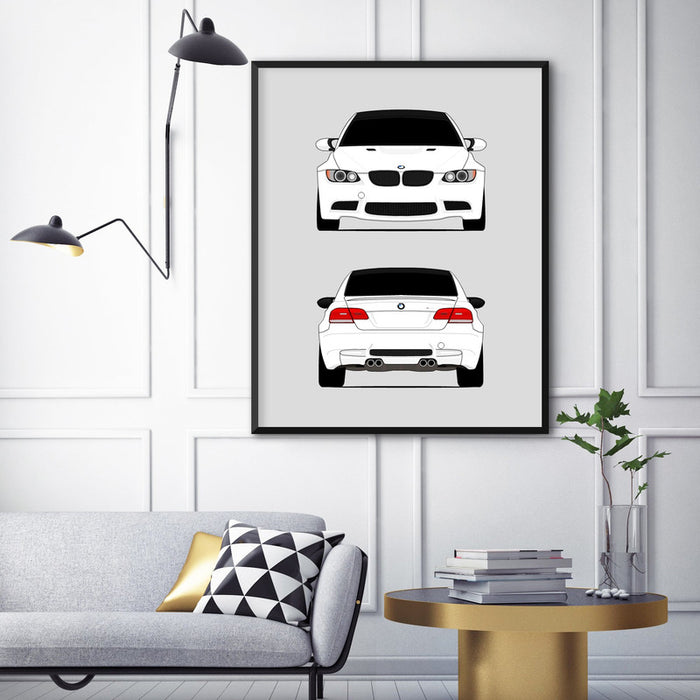 BMW M3 E92 (2007-2013) (Front and Rear) Poster