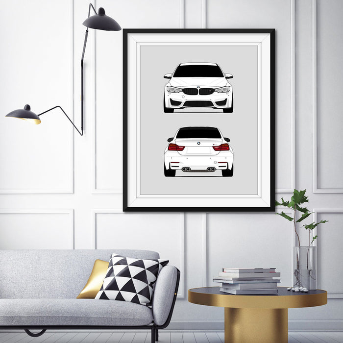BMW M4 F82 (2014-2017) (Front and Rear) Poster