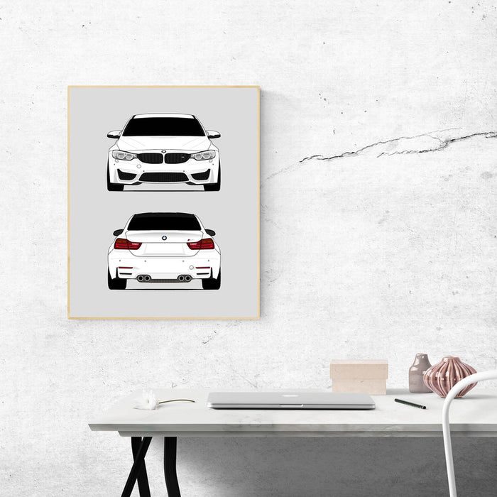 BMW M4 F82 (2014-2017) (Front and Rear) Poster