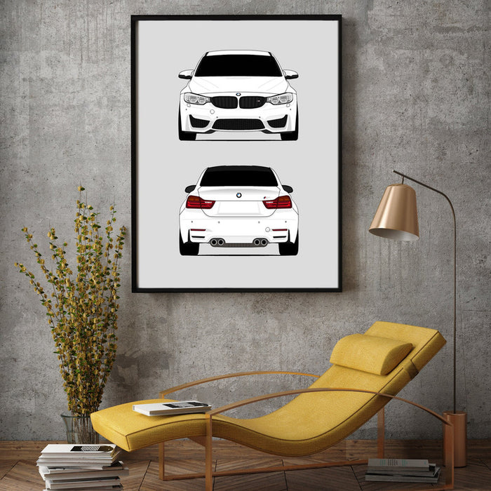BMW M4 F82 (2014-2017) (Front and Rear) Poster