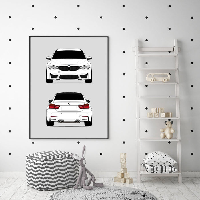 BMW M4 F82 (2014-2017) (Front and Rear) Poster