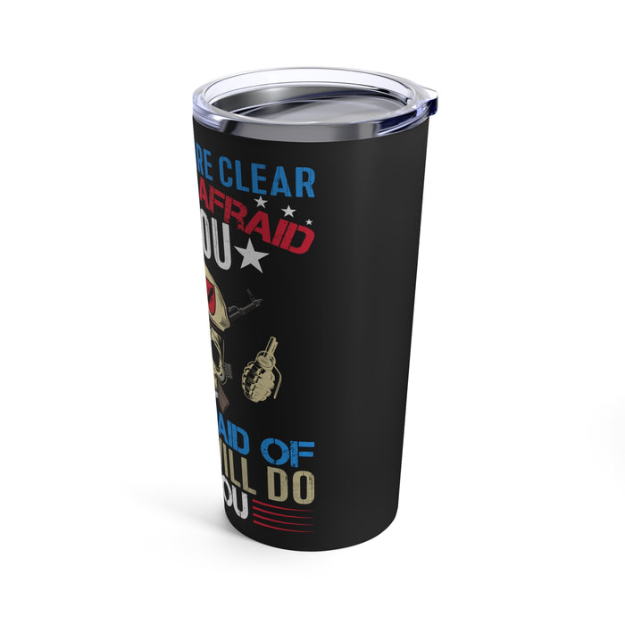 Bold and Fearless: 20oz Black Military Design Tumbler for the Unyielding Veteran