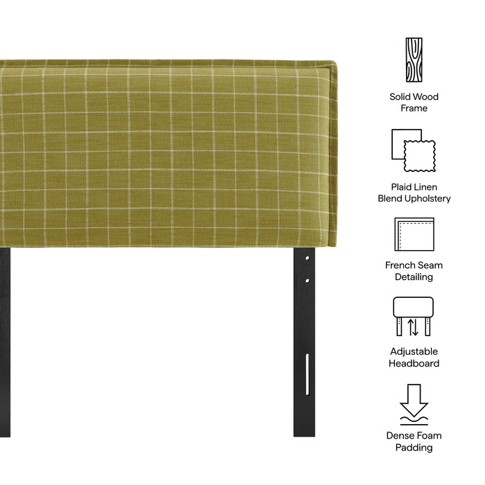 Camille Checkered Linen Blend Twin Size Headboard