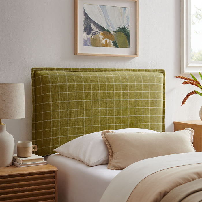 Camille Checkered Linen Blend Twin Size Headboard