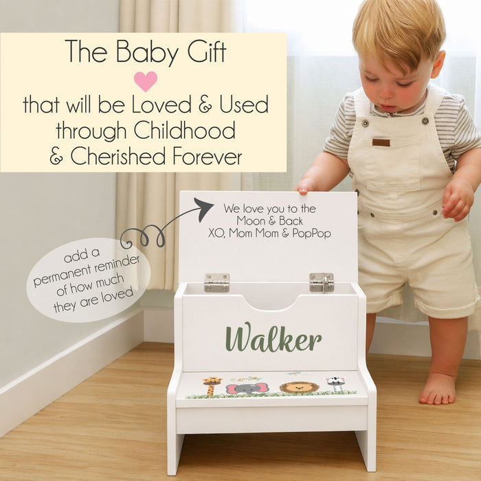 Cars & Trucks Natural Storage Step Stool - MyBambino.com