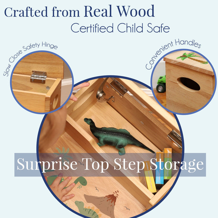 Cars & Trucks Natural Storage Step Stool - MyBambino.com