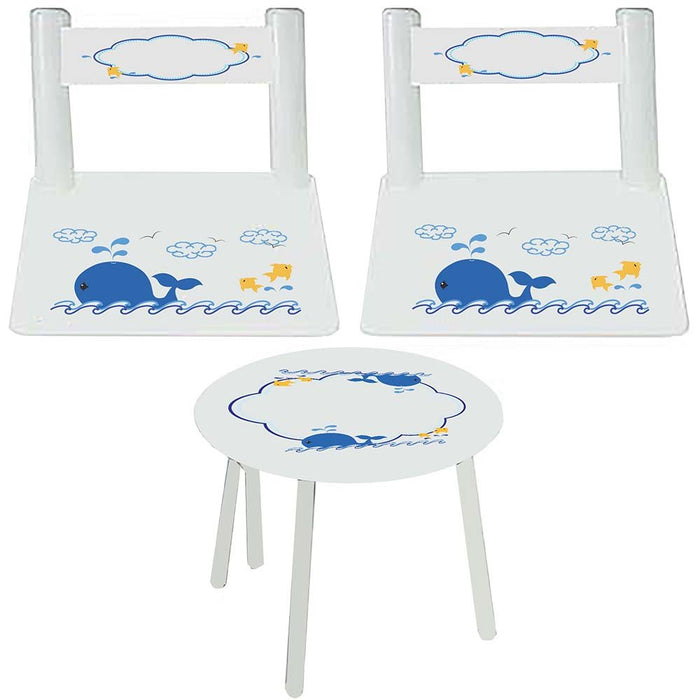 Children's Table Chair Set - Blue Whale - close-up detail