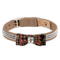 CHOCOLATE GLEN HOUNDSTOOTH BIG BOW DOG COLLAR