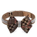 CHOCOLATE GLEN HOUNDSTOOTH NOUVEAU BOW DOG COLLAR