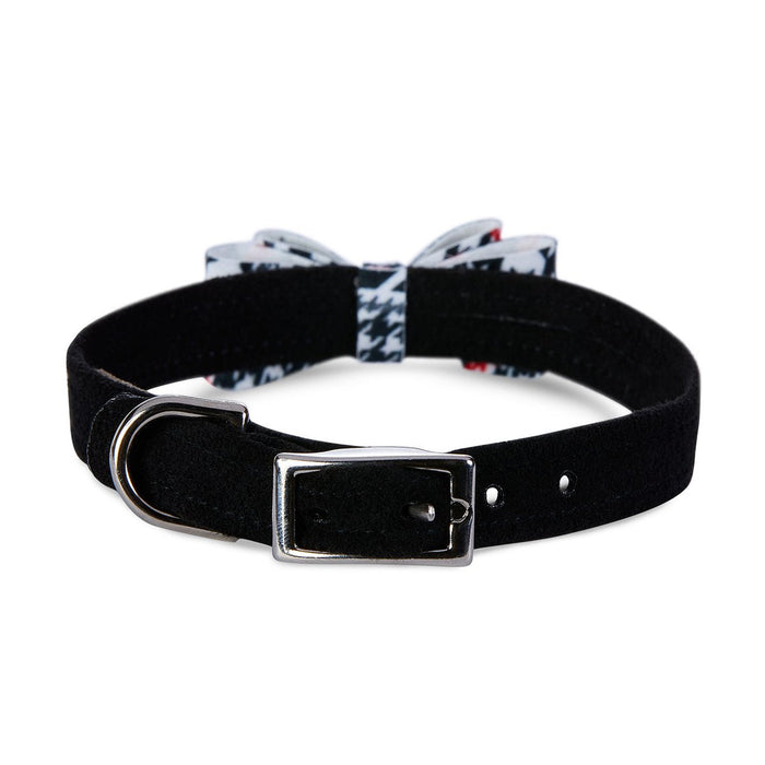 CLASSIC GLEN HOUNDSTOOTH BIG BOW DOG COLLAR
