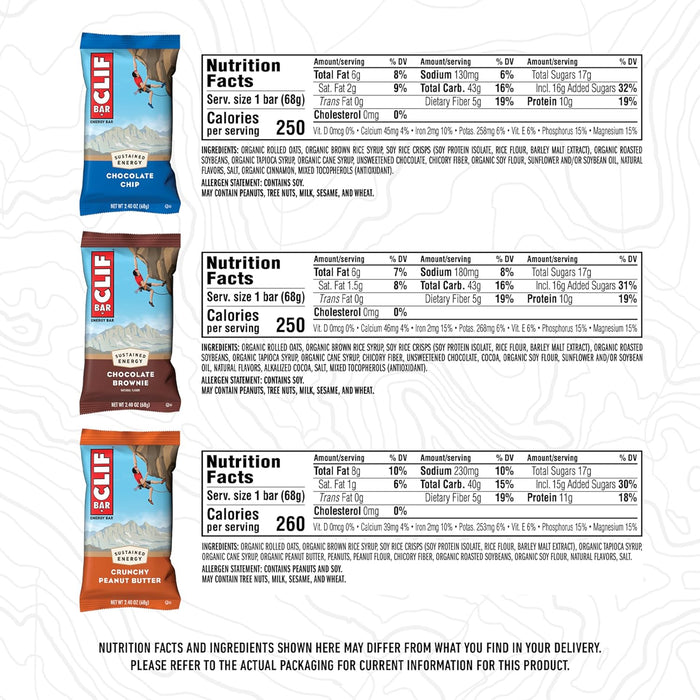 9-11g plant-based protein per bar from soy, nuts, and oats