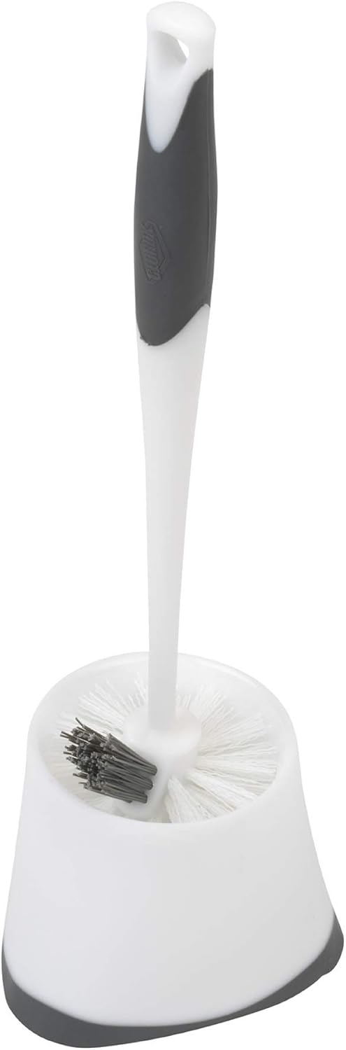 round brush head with durable bristles and dedicated under-rim scrubber tip