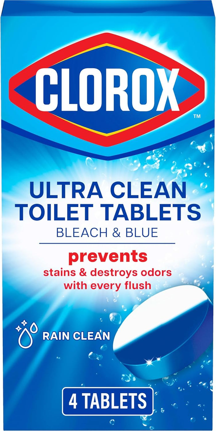 in-tank dissolvable tablet with bleach and blue dye formula