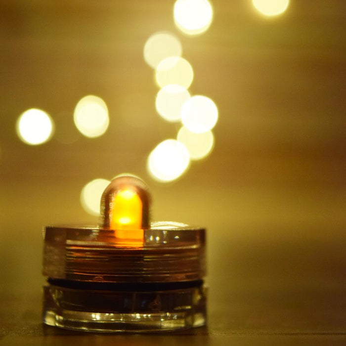 CLOSEOUT Yellow LED Submersible Waterproof Flower Floral Tea Lights (12 PACK) - Luna Bazaar | Boho & Vintage Style Decor