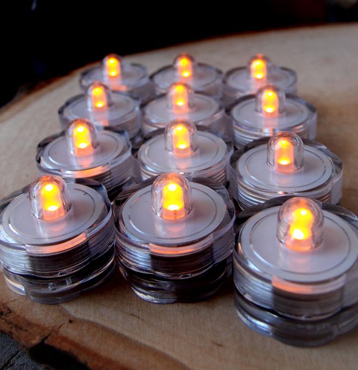 CLOSEOUT Yellow LED Submersible Waterproof Flower Floral Tea Lights (12 PACK) - Luna Bazaar | Boho & Vintage Style Decor