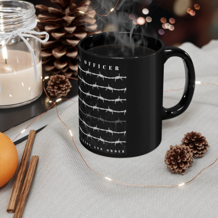 Correctional Officer Coffee Mug-Thin Gray Line Barbed Wire Flag Coffee Cup.