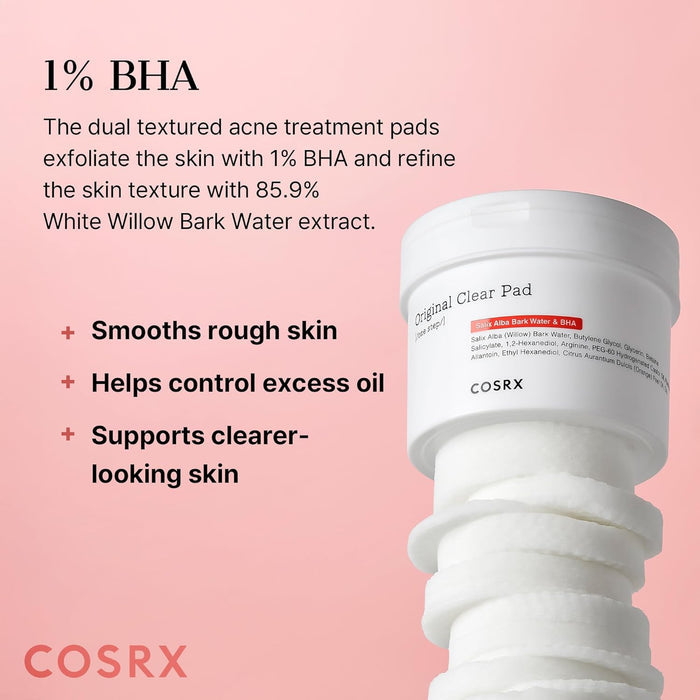 70 embossed dual-texture pads with exfoliating and smoothing sides
