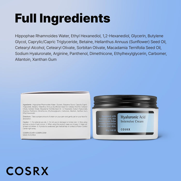 COSRX Hyaluronic Acid Cream – Calming Self-Care Step for Reactive Skin, Morning and Evening Skincare Routine