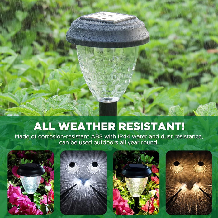 Crystal Shade Solar Stake Lights for Cozy Backyard Aesthetic, Warm White Landscape Decor 10 Pack
