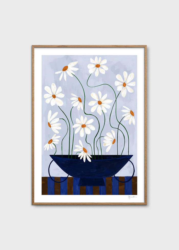 Daisies in Blue Vase by Frankie Penwill