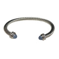 David Yurman Classic Cable Bangle With Blue Chalcedony & Diamonds