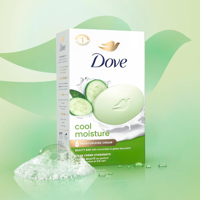 Dove Beauty Bar Cool Moisture Cucumber & Green Tea – Spa-Style Cleansing Bar for Mindful Wind-Down Skincare