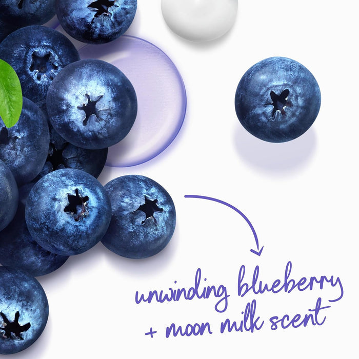 two calming scent variants: blueberry & moon milk and chamomile