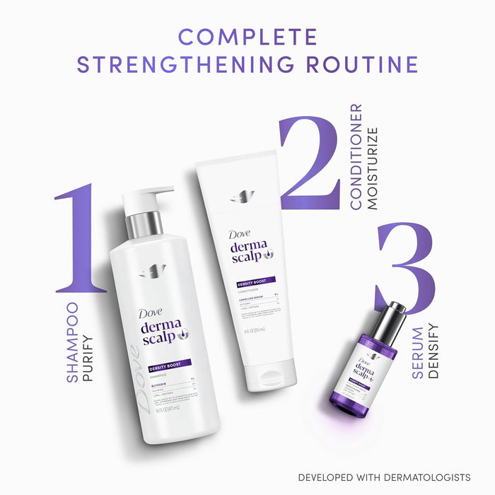 Dove Derma Scalp Density Boost Shampoo – Intentional Hair Care for Fine Strands, One-Step Density Treatment