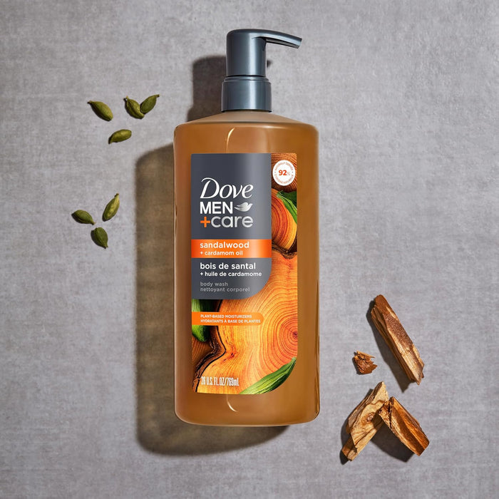 DOVE MEN+ CARE Body Wash – Clean-Ingredient Shower Staple, Sulfate-Free Sandalwood Cardamom Wash 26oz