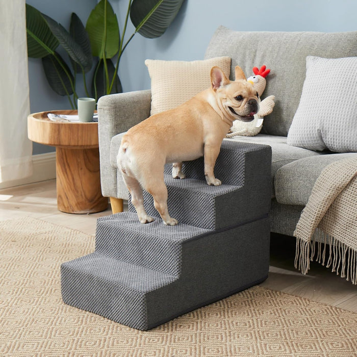 foldable structure that converts into a flat pet bed when not in use as stairs