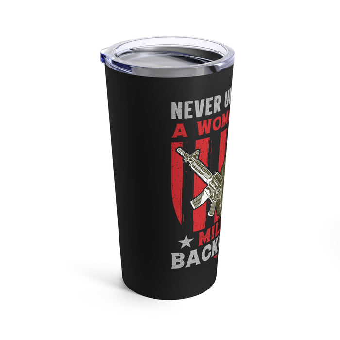Empowered and Unstoppable: 20oz Black Military Design Tumbler - Woman with a Military Background